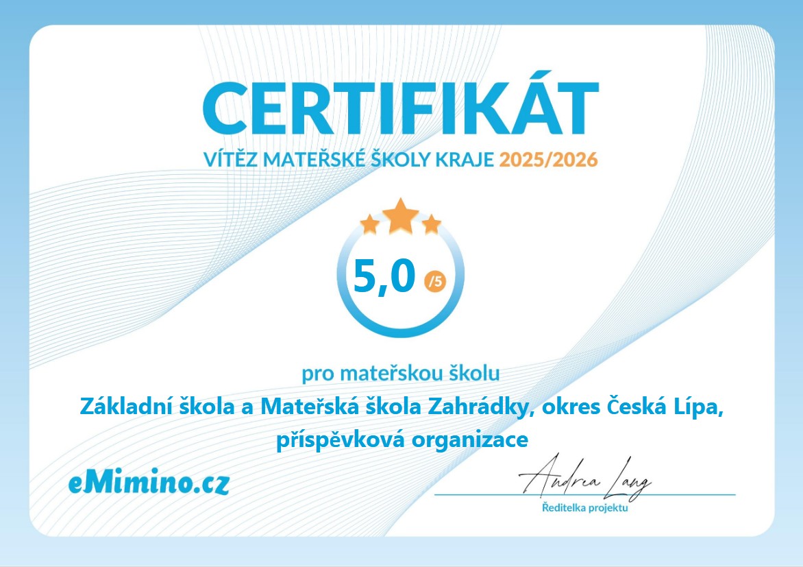 Certifikát školy